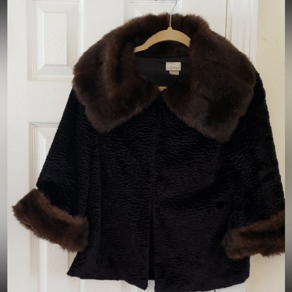 Faux  Spiegel Persian lamb jacket
with faux mink trim